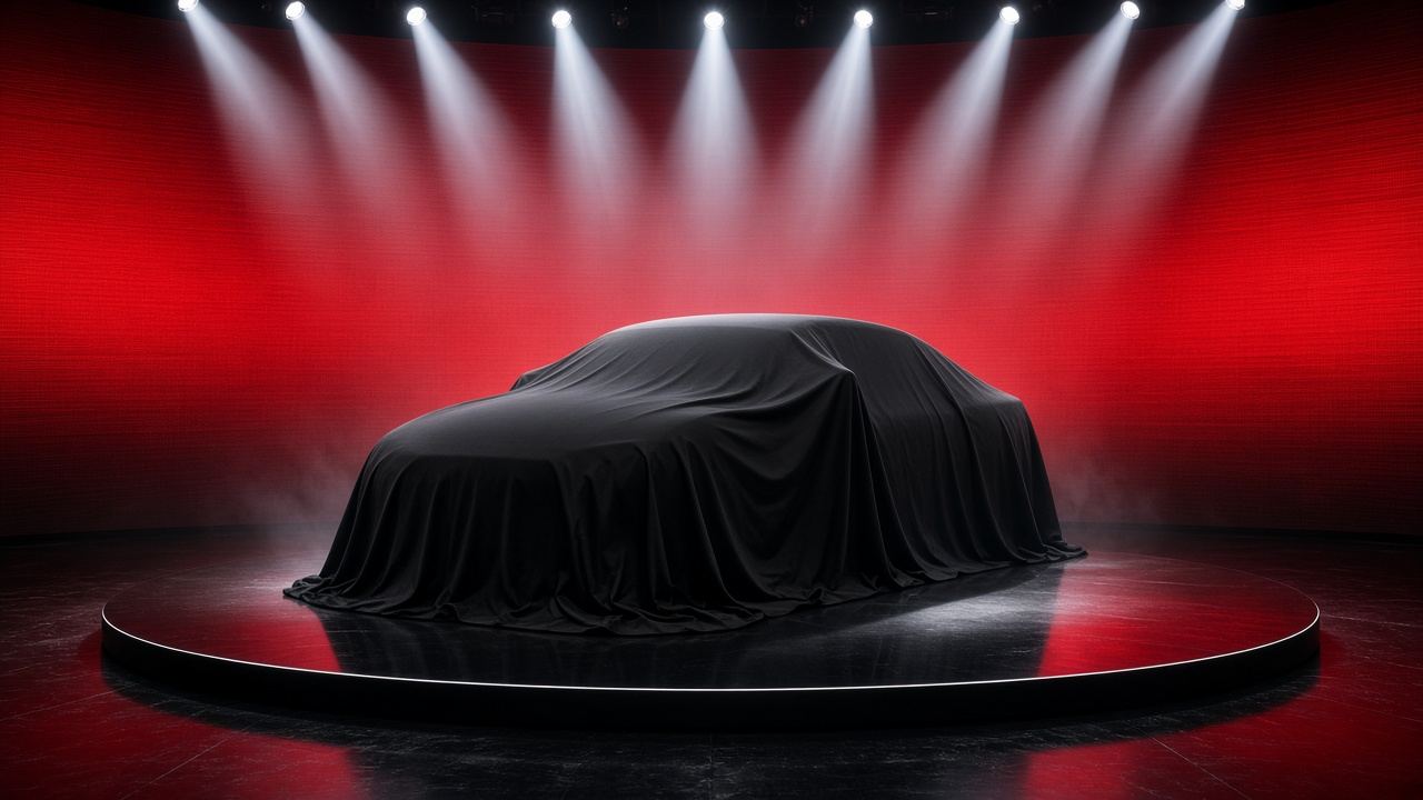 Product reveal stage under lighting